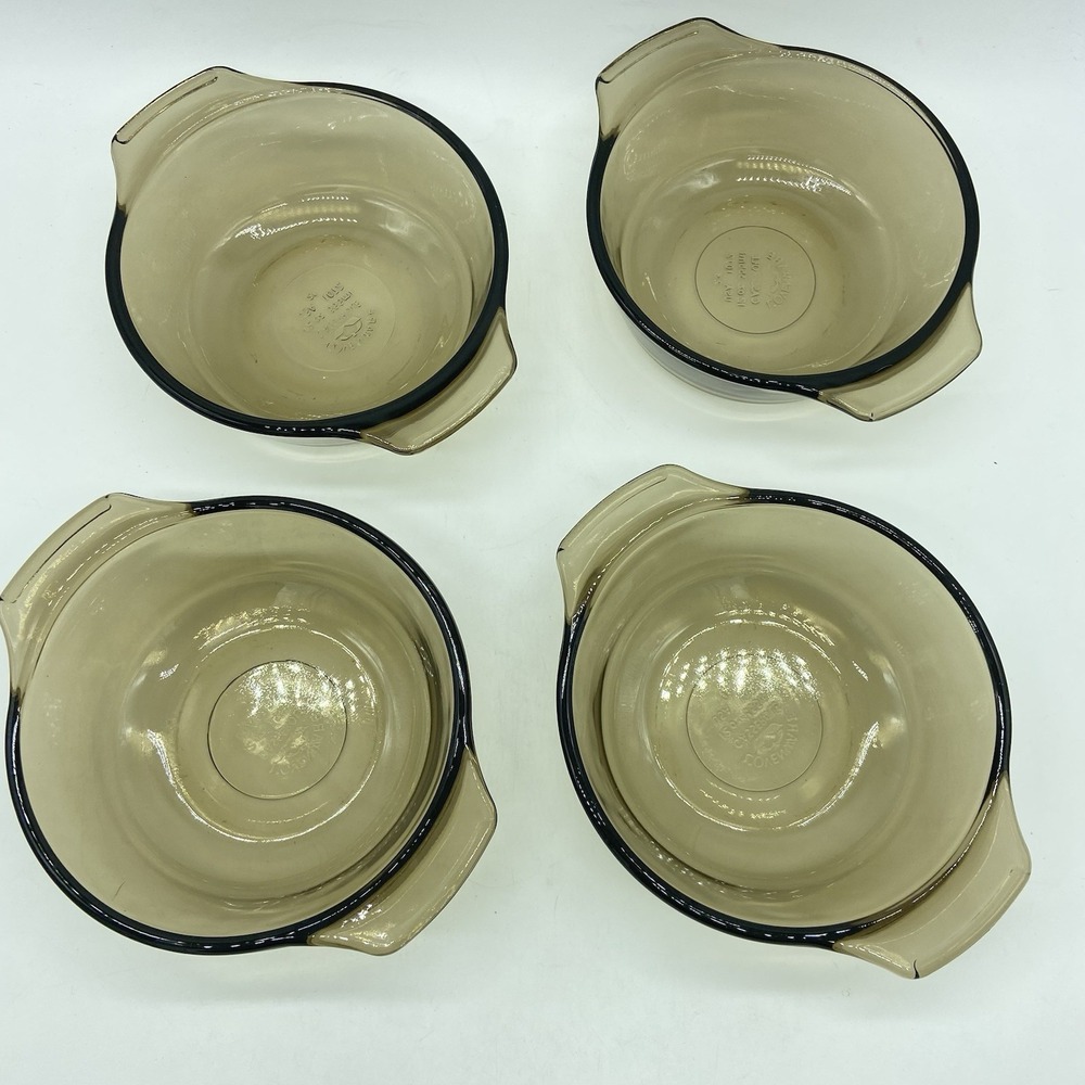 Lovenware Casserole Dishes, Set of 4, Amber Glass, 12 Ounces, USA No Lids